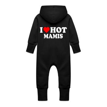 I love hot mamis - Baby Organic Sweat Overalls With Hood - vanilla - Back