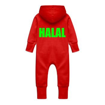 Halal - Baby Organic Sweat Overalls With Hood - red - Back