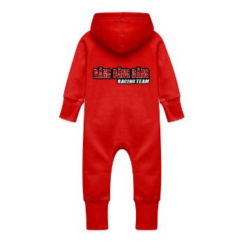 Räng Däng Däng Racing Team - Baby Bio Sweat Overall mit Kapuze - Rot - Hinten