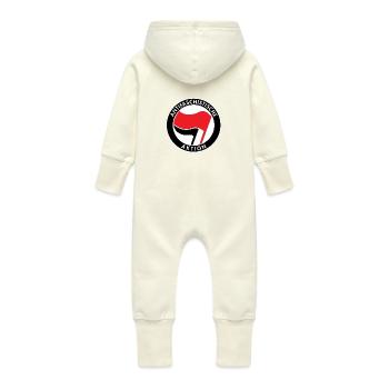 Action antifasciste, Logo Antifa, Drapeaux - Grenouillère à capuche bio en molleton Bébé - vanille - Dos
