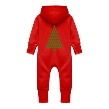 Christmas Tree Christmas Tree Christmas Tree Tree Xmas - Baby Organic Sweat Overalls With Hood - red - Back