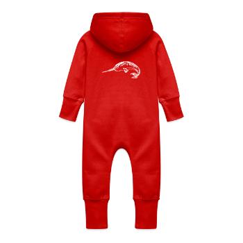 Narval - Grenouillère à capuche bio en molleton Bébé - rouge - Dos