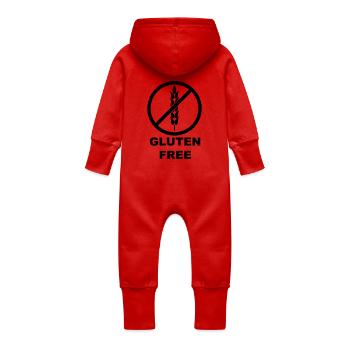 sans gluten - Grenouillère à capuche bio en molleton Bébé - rouge - Dos