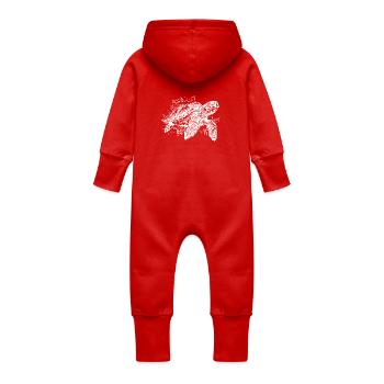 Baignade Turtle Splash pour les plongeurs - Grenouillère à capuche bio en molleton Bébé - rouge - Dos