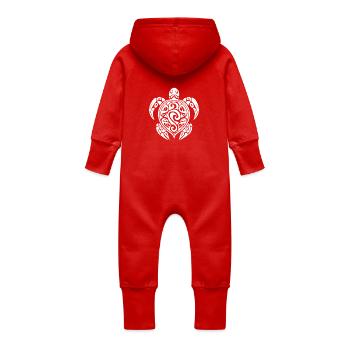 Jolie tortue plongeuse tatouage - Grenouillère à capuche bio en molleton Bébé - rouge - Dos