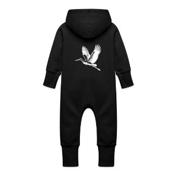 Hübscher fliegender Storchen Vogel - Baby Bio Sweat Overall mit Kapuze - Vanille-Milchshake - Hinten