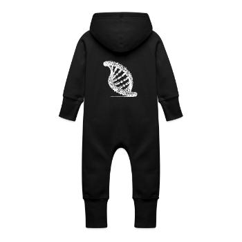 DNA Chain Twisted Technique Chain Links - Baby Organic Sweat Overalls With Hood - vanilla - Back
