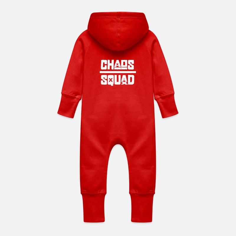 chaos - Grenouillère à capuche bio en molleton Bébé - rouge