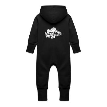 Elegant Zander Fish - Baby Organic Sweat Overalls With Hood - vanilla - Back