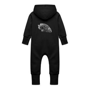 Elegant Vintage Spotted Grouper - Baby Organic Sweat Overalls With Hood - vanilla - Back
