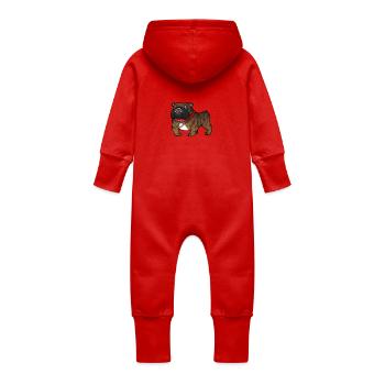 Köbi Comicstyle transparent - Baby Bio Sweat Overall mit Kapuze - Rot - Hinten
