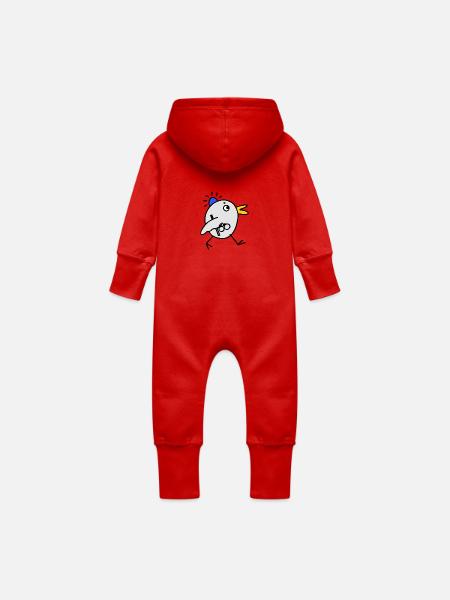 Blaulicht Handschellen Vogel Polizei - Baby Bio Sweat Overall mit Kapuze - Rot