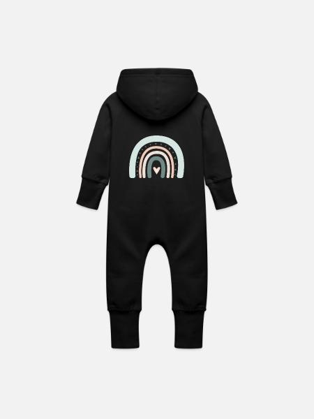 Boho Rainbow - Baby Organic Sweat Overalls With Hood - heather grey