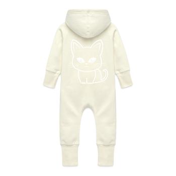 Katze Cat Comic - Baby Organic Sweat Overalls With Hood - vanilla - Back