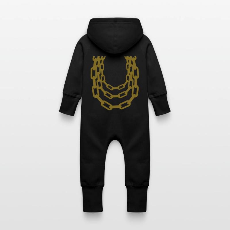 chains Baby Organic Sweat Overalls With Hood