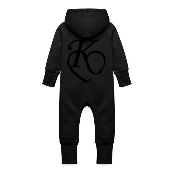 Herz Buchstabe K - Baby Bio Sweat Overall mit Kapuze - Schwarz - Hinten