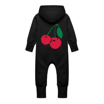 Kirschen Cherry - Baby Bio Sweat Overall mit Kapuze - Schwarz - Hinten