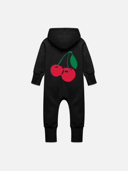 Cerises Cerise - Grenouillère à capuche bio en molleton Bébé - noir