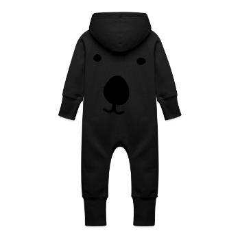 Bear face creative - Baby Organic Sweat Overalls With Hood - black - Back