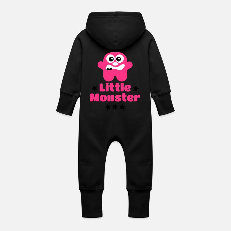 Little Monster - Baby Bio Sweat Overall mit Kapuze - Schwarz
