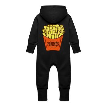 Pommes - Baby Bio Sweat Overall mit Kapuze - Schwarz - Hinten