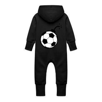 bombe ballon football soccer1 - Grenouillère à capuche bio en molleton Bébé - noir - Dos