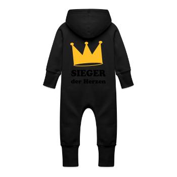 Sieger der Herzen - Baby Bio Sweat Overall mit Kapuze - Schwarz - Hinten