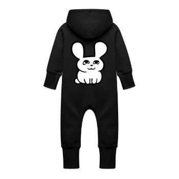 lapin bébé trop mignon - Grenouillère à capuche bio en molleton Bébé - noir - Dos