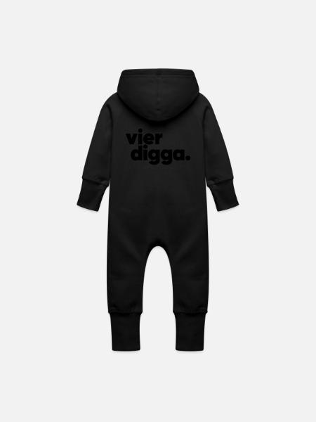 4D vierdigga sw - Baby Bio Sweat Overall mit Kapuze - Schwarz