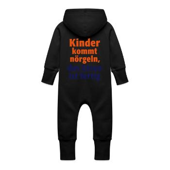 Kinder kommt nörgeln, das Essen ist fertig. kochen - Baby Bio Sweat Overall mit Kapuze - Schwarz - Hinten