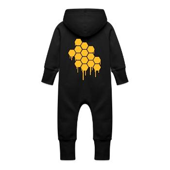 Honeycombs Pattern - Baby Bio Sweat Overall mit Kapuze - Schwarz - Hinten