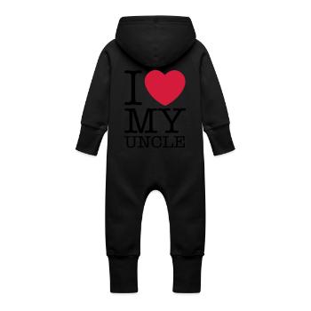 J’ai le cœur de mon oncle - Grenouillère à capuche bio en molleton Bébé - noir - Dos