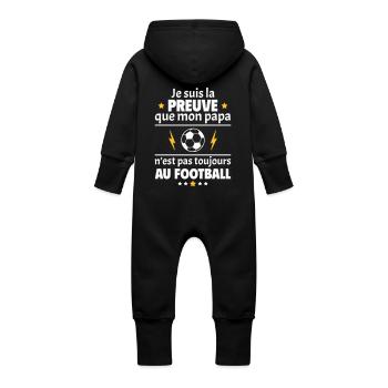 Preuve que mon papa football, footballeur,foot - Grenouillère à capuche bio en molleton Bébé - noir - Dos