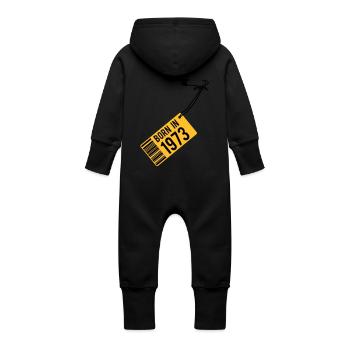 born in 1973 (fr) - Grenouillère à capuche bio en molleton Bébé - noir - Dos