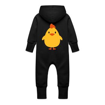 Sweet little cock chicks - Baby Organic Sweat Overalls With Hood - black - Back