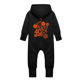 40 ans fleur anniversaire - Grenouillère à capuche bio en molleton Bébé - noir - Dos