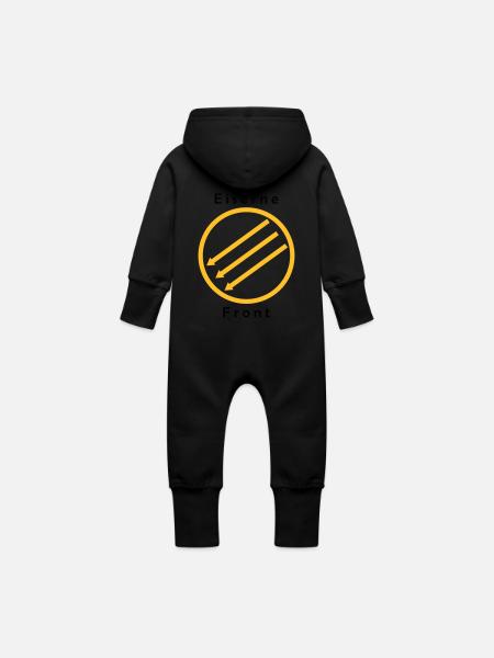 Eiserne Front - Drei Pfeile - Baby Bio Sweat Overall mit Kapuze - Schwarz