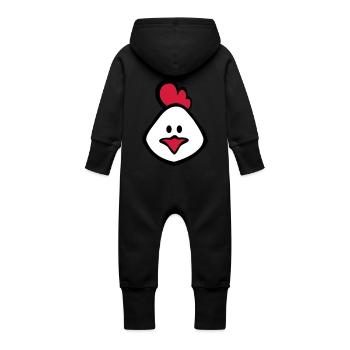 chicken 3c - Baby Organic Sweat Overalls With Hood - black - Back