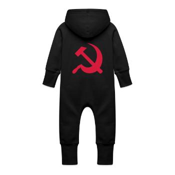 Hammer und Sichel - Baby Bio Sweat Overall mit Kapuze - Schwarz - Hinten