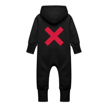 cross - Baby Organic Sweat Overalls With Hood - black - Back