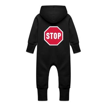 stop__f2 - Grenouillère à capuche bio en molleton Bébé - vanille - Dos
