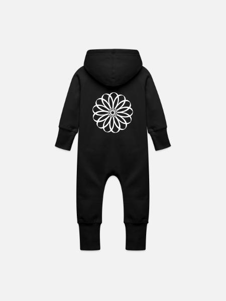 Art géométrique - Grenouillère à capuche bio en molleton Bébé - noir