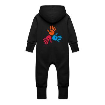 hands print - Baby Bio Sweat Overall mit Kapuze - Schwarz - Hinten
