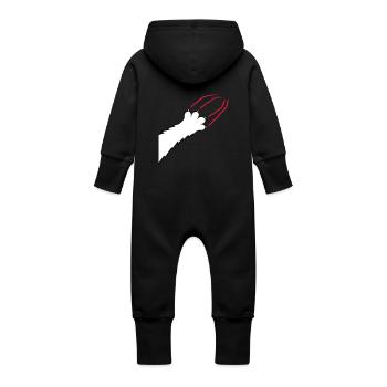 Cats, Claws, Paws, Paws, Claws, Scratches, Stripes - Baby Organic Sweat Overalls With Hood - black - Back