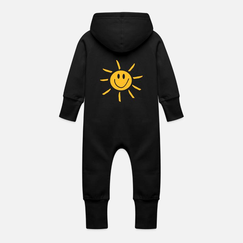 Sun - Grenouillère à capuche bio en molleton Bébé - noir