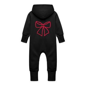 gift wrap ribbon - Baby Organic Sweat Overalls With Hood - black - Back