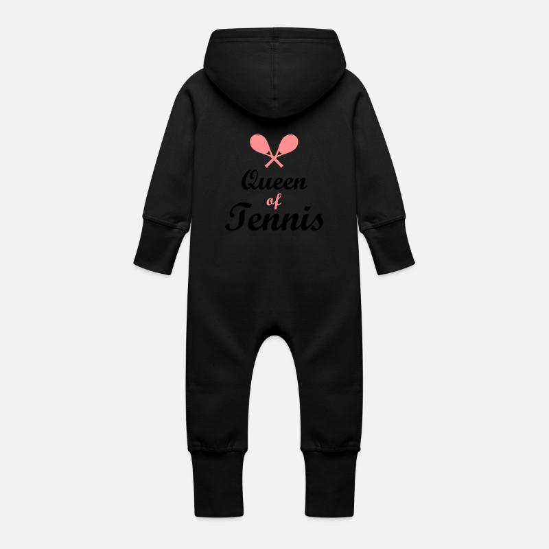 tennis - Grenouillère à capuche bio en molleton Bébé - noir