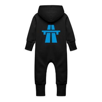 Autobahn_V1 - Baby Bio Sweat Overall mit Kapuze - Schwarz - Hinten