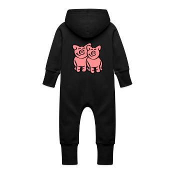 Cute Pigs - Grenouillère à capuche bio en molleton Bébé - noir - Dos