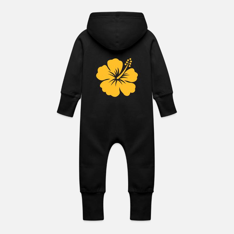 hibiscus tahiti - Grenouillère à capuche bio en molleton Bébé - noir